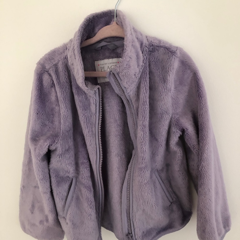 Purple faux fur jacket